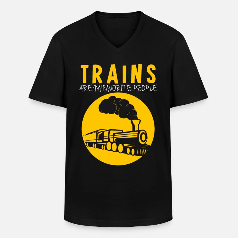 Modeleisenbahn Eisenbahn Lokführer - Männer-T-Shirt mit V-Ausschnitt - Schwarz