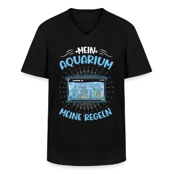 Mein Aquarium Meine Regeln Aquaristik Aquarist - Männer-T-Shirt mit V-Ausschnitt - Schwarz - Vorne - AI Model Male 178 dark (178cm)