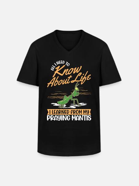 Gottesanbeterin Mantis Fangschrecke - Männer-T-Shirt mit V-Ausschnitt - Schwarz