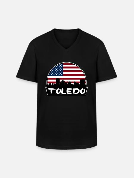 Toledo Ohio USA Flagge Skyline Silhouette Reisen - Männer-T-Shirt mit V-Ausschnitt - Schwarz