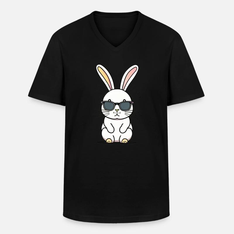 Rabbit Sonnenbrille - Männer-T-Shirt mit V-Ausschnitt - Schwarz