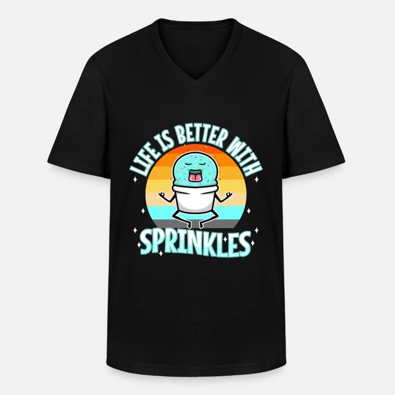 Life Is Better With Sprinkles - Männer-T-Shirt mit V-Ausschnitt - Schwarz