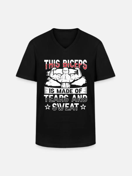 This bicep is made of tears and sweat - Men's V-Neck T-Shirt - black