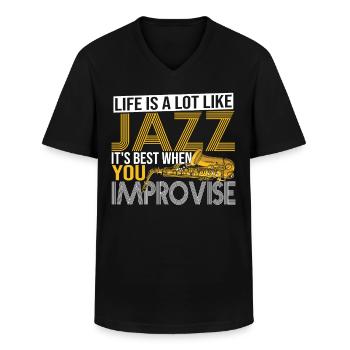 Das Leben ist eine Menge wie Jazz Musik Jazz Hörer - Männer-T-Shirt mit V-Ausschnitt - Schwarz - Vorne - AI Model Male 178 dark (178cm)