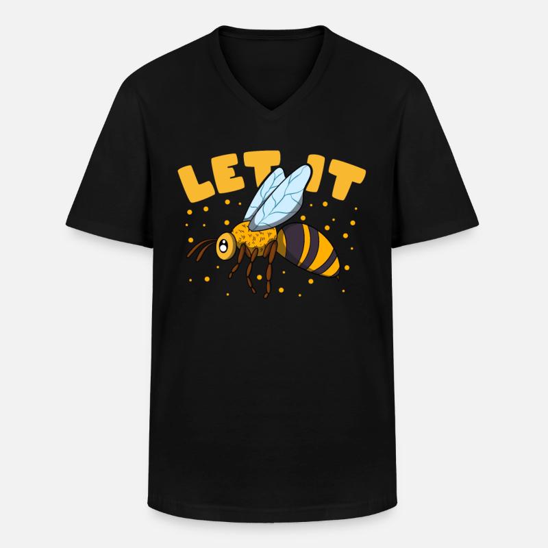 Let it Bee - Männer-T-Shirt mit V-Ausschnitt - Schwarz