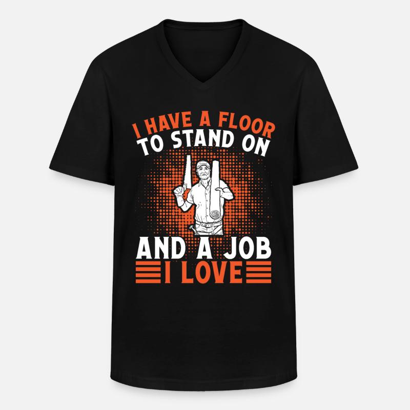 Floor installation - Männer-T-Shirt mit V-Ausschnitt - Schwarz