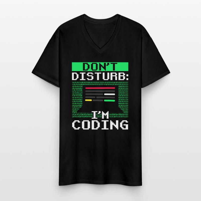 Stören Sie Nicht: Ich Programmiere Coding Coder Männer-T-Shirt mit V-Ausschnitt