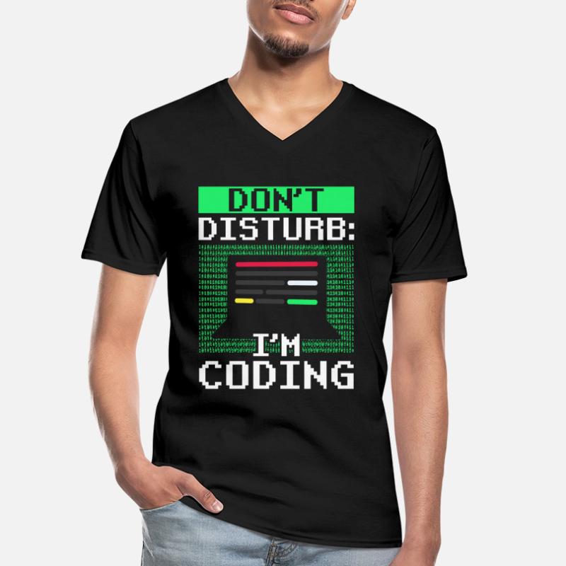 Stören Sie Nicht: Ich Programmiere Coding Coder Männer-T-Shirt mit V-Ausschnitt