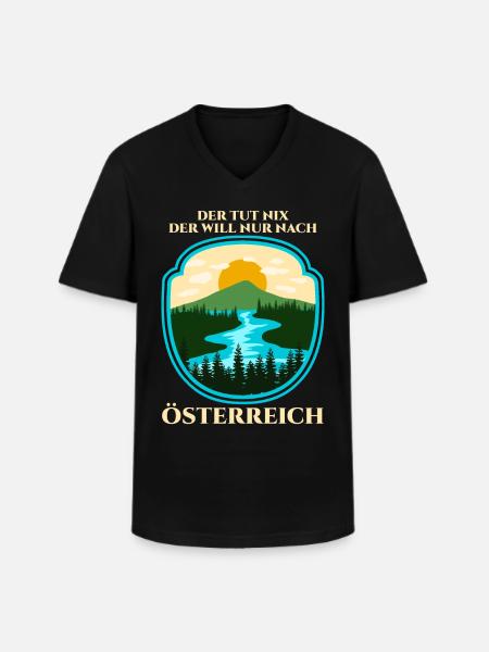 Österreich Wanderung - Männer-T-Shirt mit V-Ausschnitt - Schwarz