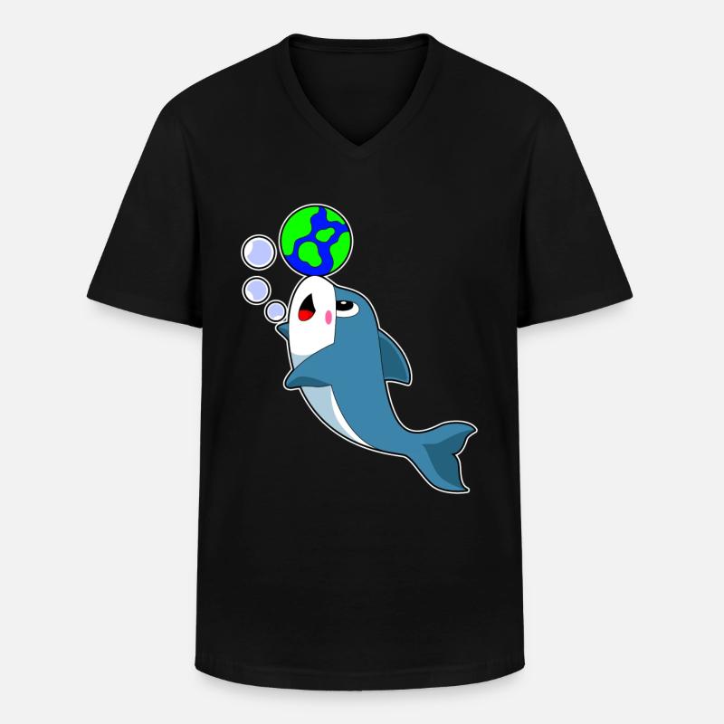 Delfin Erde - Männer-T-Shirt mit V-Ausschnitt - Schwarz