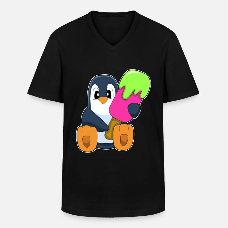 Popsicle pingouin - T-shirt col V Homme - noir