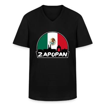 Zapopan Mexico Flag Skyline Silhouette Travel - Men's V-Neck T-Shirt - black - Front - AI Model Male 178 dark (178cm)