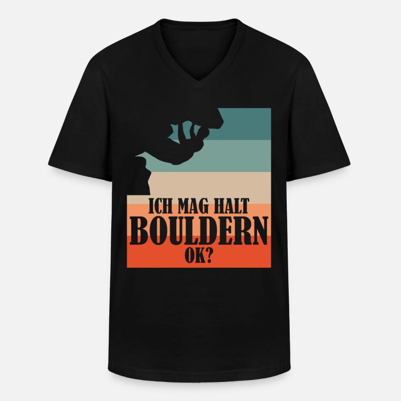 Bouldern Kletterer Klettern - Männer-T-Shirt mit V-Ausschnitt - Schwarz