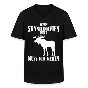 Skandinavien Elch Norwegen - Männer-T-Shirt mit V-Ausschnitt - Schwarz - Vorne - AI Model Male 178 dark (178cm)