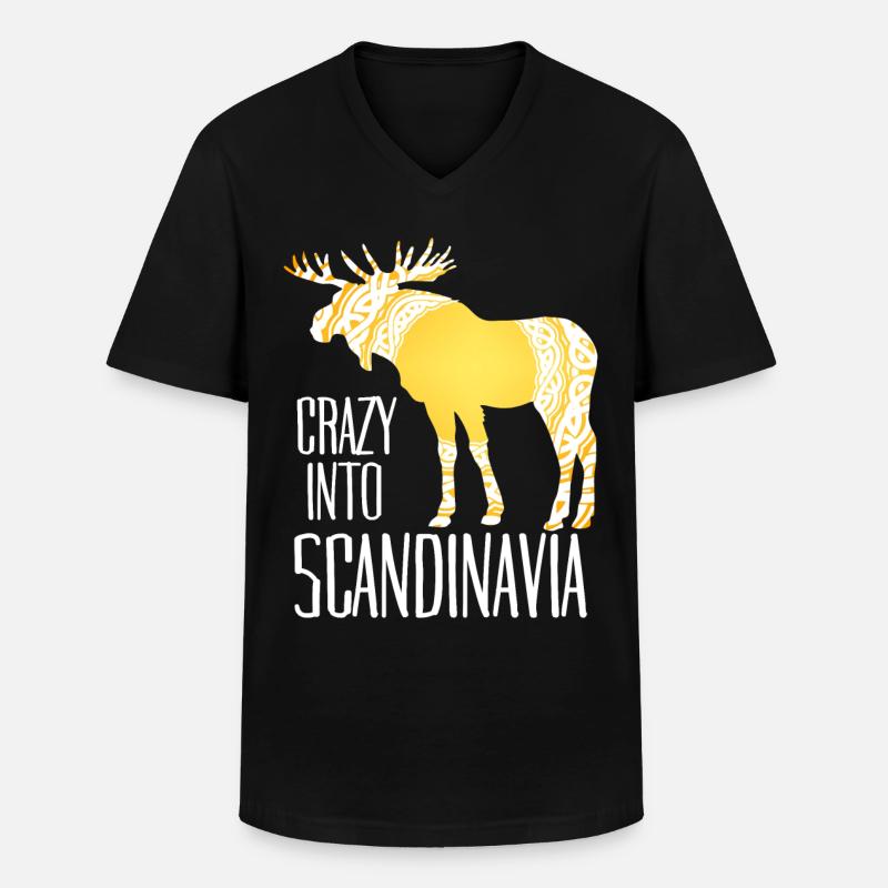 Skandinavien Wikinger Elch - Männer-T-Shirt mit V-Ausschnitt - Schwarz