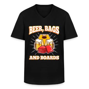Cornhole - Beer Bags and Boards - Men's V-Neck T-Shirt - black - Front - AI Model Male 178 dark (178cm)