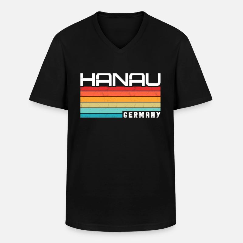 Hanauerin Hanauer Hanau - Männer-T-Shirt mit V-Ausschnitt - Schwarz