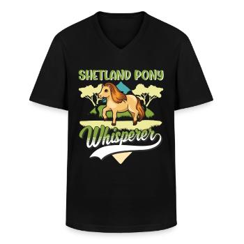Shetland Pony Flüsterer Shetland Pony Whisperer - Men's V-Neck T-Shirt - black - Front - AI Model Male 178 dark (178cm)