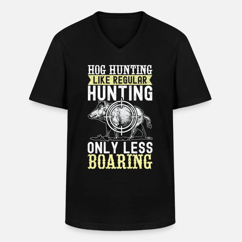Cacciatori Caccia al cinghiale - Maglietta da uomo classica con scollo a V - nero
