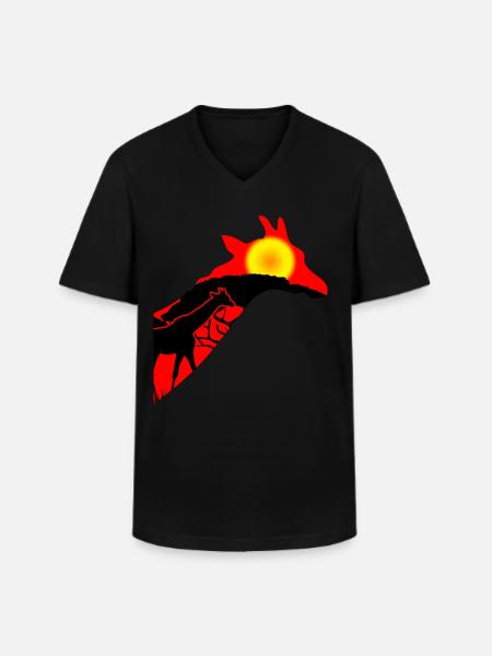 Giraffe in the sunset Giraffes - Men's V-Neck T-Shirt - black