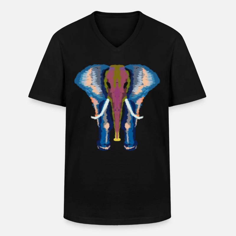 bunter Elefant - Männer-T-Shirt mit V-Ausschnitt - Schwarz