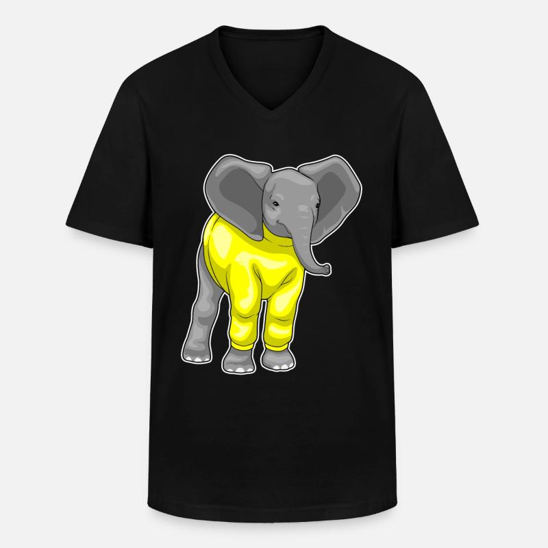 Elefant Winter - Männer-T-Shirt mit V-Ausschnitt - Schwarz