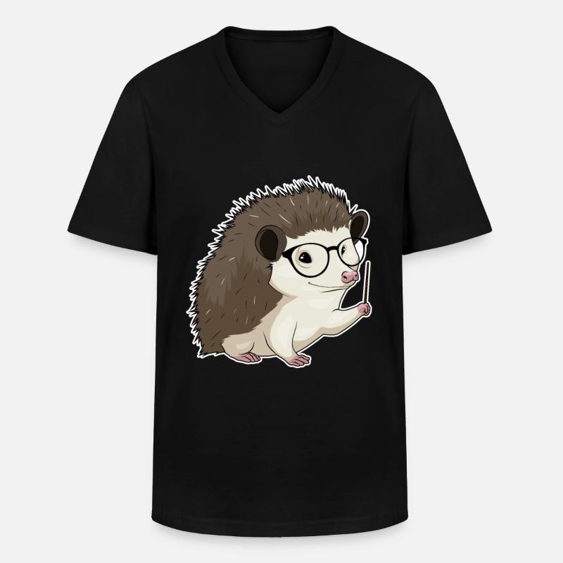 Igel Lehrer Pointer - Männer-T-Shirt mit V-Ausschnitt - Schwarz