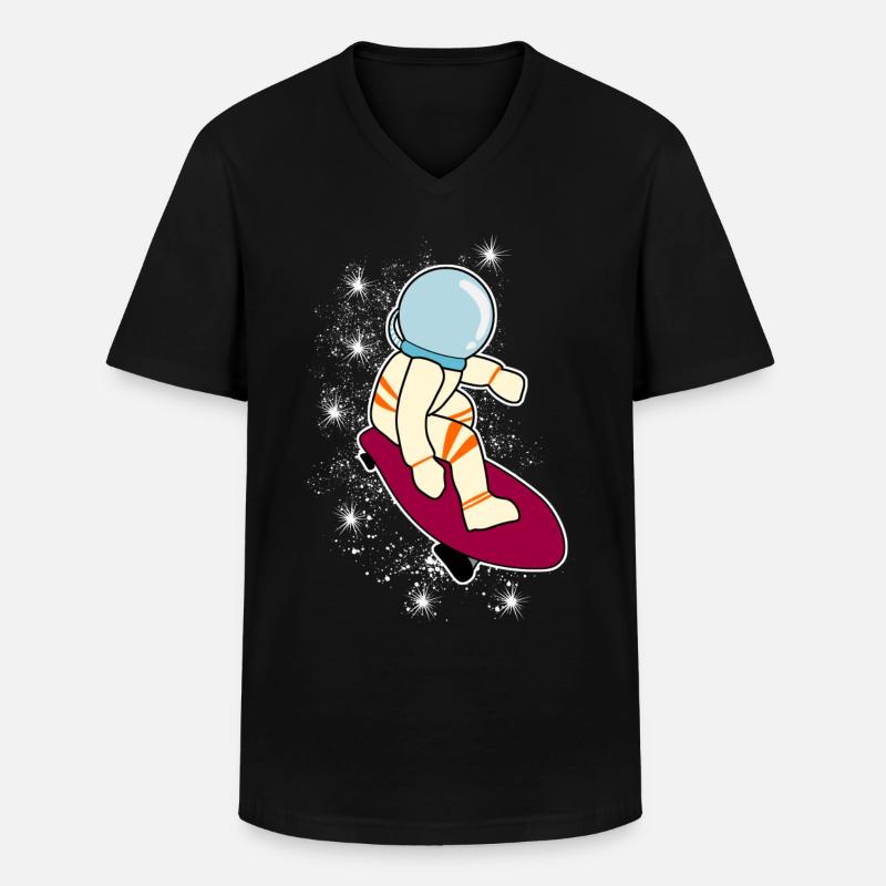 Longboarder Astronaut Longboard - Männer-T-Shirt mit V-Ausschnitt - Schwarz
