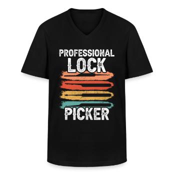 Professioneller Schlossknacker Lock Picker Knacken - Männer-T-Shirt mit V-Ausschnitt - Schwarz - Vorne - AI Model Male 178 dark (178cm)