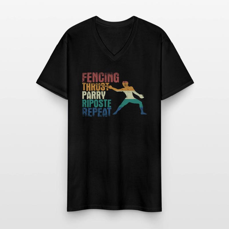 Fencing Thrust Parry Riposte Repeat Männer-T-Shirt mit V-Ausschnitt