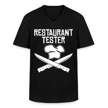 Couteau de chef de restaurant Testeur de restaurant - T-shirt col V Homme - noir - Devant - AI Model Male 178 dark (178cm)