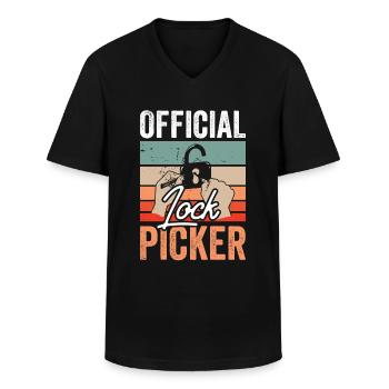 Serrure officielle Cracker Lock Pick Lock - T-shirt col V Homme - noir - Devant - AI Model Male 178 dark (178cm)