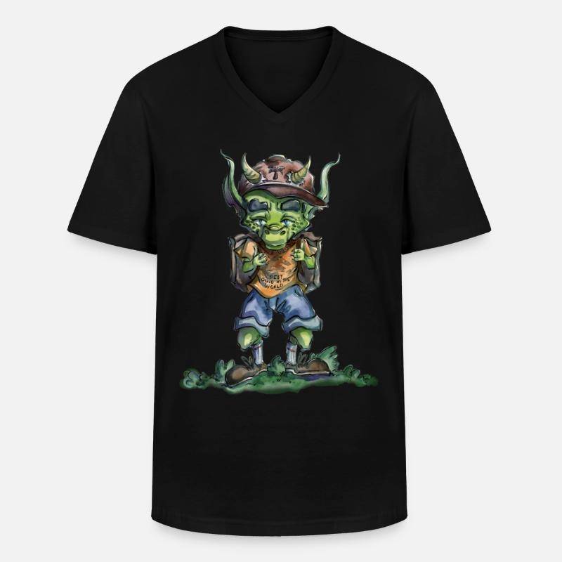 Drache geht zur Schule - Männer-T-Shirt mit V-Ausschnitt - Schwarz