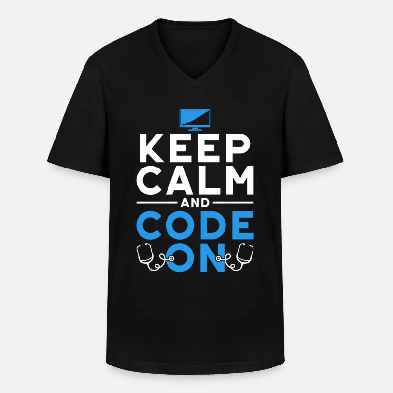 Coding Specialist Keep Calm And Code On - Men's V-Neck T-Shirt - black