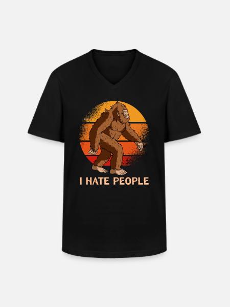 I Hate People Bigfoot - Men's V-Neck T-Shirt - black