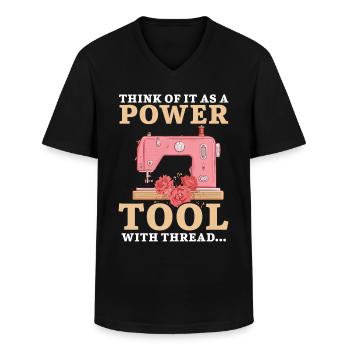 Pensez-y comme un outil électrique avec des fils naïfs - T-shirt col V Homme - noir - Devant - AI Model Male 178 dark (178cm)