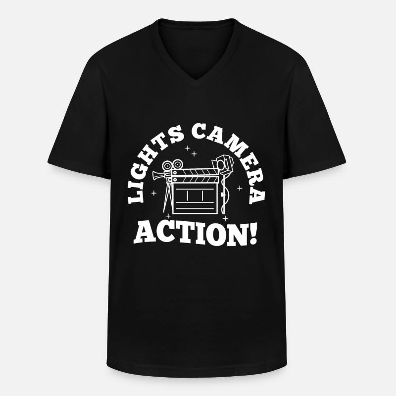 Lights camera action - Men's V-Neck T-Shirt - black