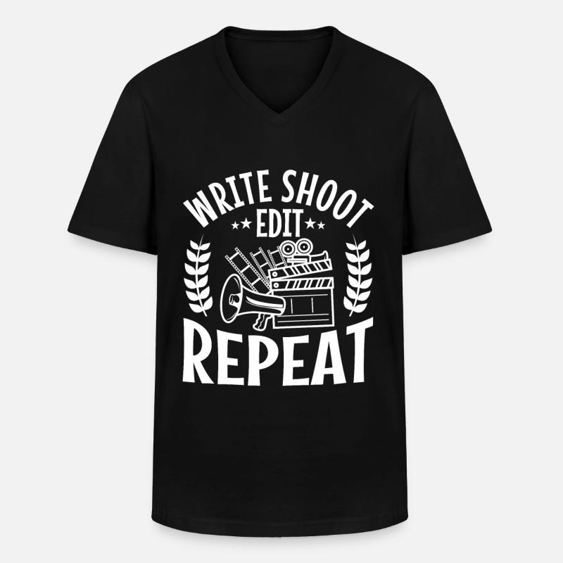Write Shoot Edit Repeat - Men's V-Neck T-Shirt - black