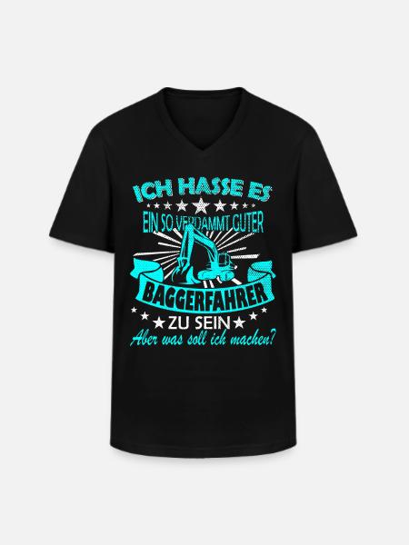 Baggerfahrer Spruch - Männer-T-Shirt mit V-Ausschnitt - Schwarz