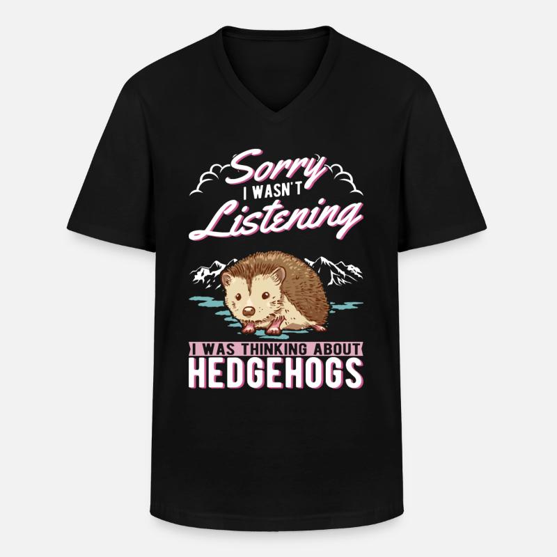 Igel Geschenk Stacheligel - Männer-T-Shirt mit V-Ausschnitt - Schwarz