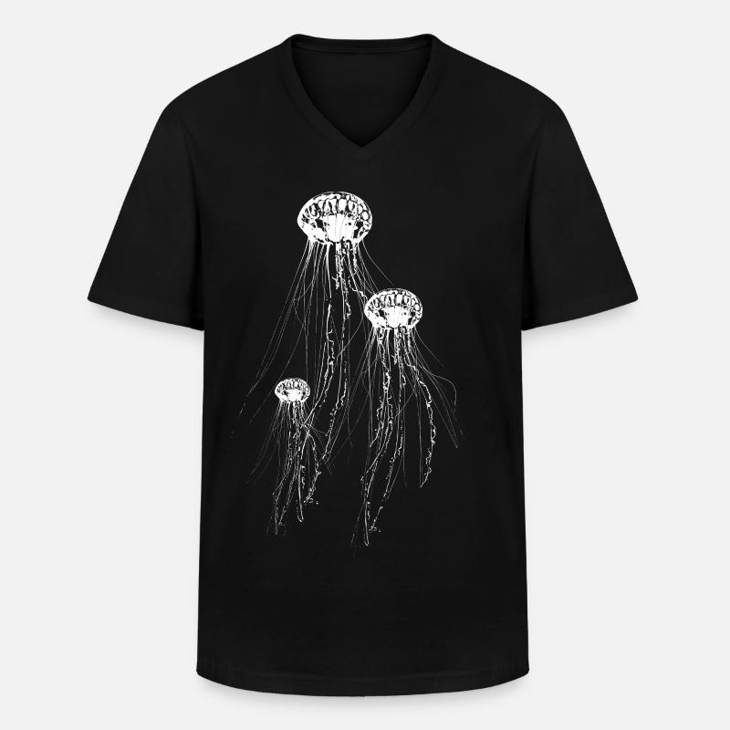 Qualle - Männer-T-Shirt mit V-Ausschnitt - Schwarz