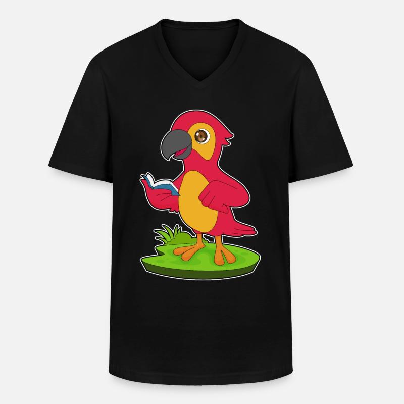 Papagei Buch - Männer-T-Shirt mit V-Ausschnitt - Schwarz