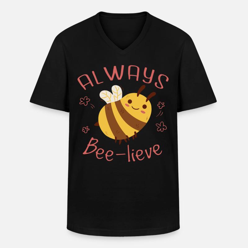 Immer Bee-Lieve - Männer-T-Shirt mit V-Ausschnitt - Schwarz
