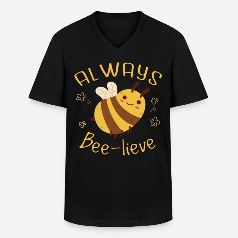 Cute Honeybee Bee Bumblebee Design - Men's V-Neck T-Shirt - black