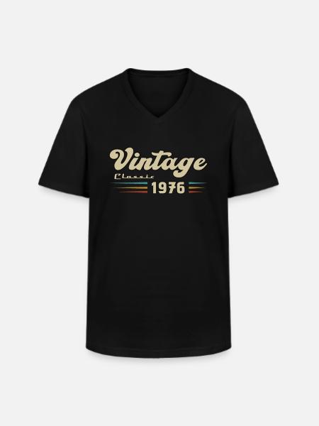 1976 Anniversaire Vintage Classic - T-shirt col V Homme - noir