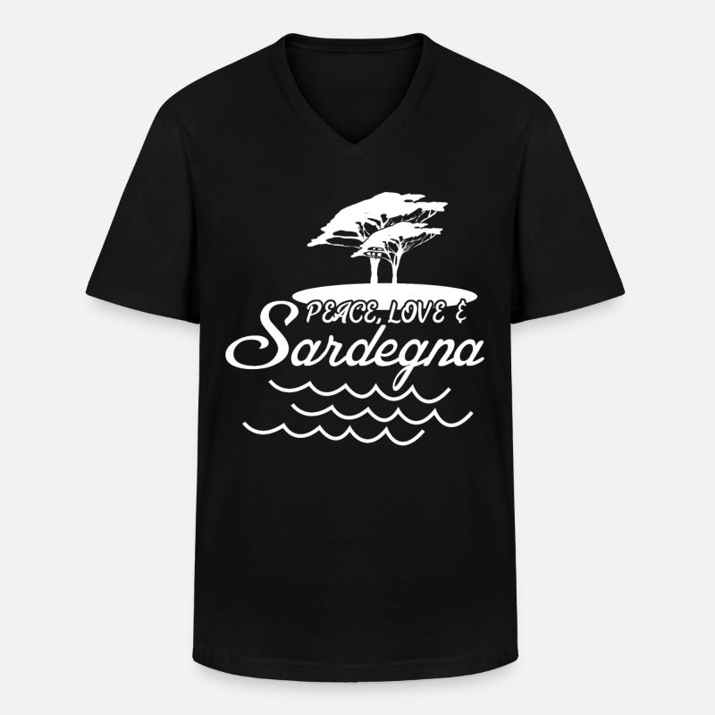 Sardaigne Plage Sardaigne Sardaigne - T-shirt col V Homme - noir