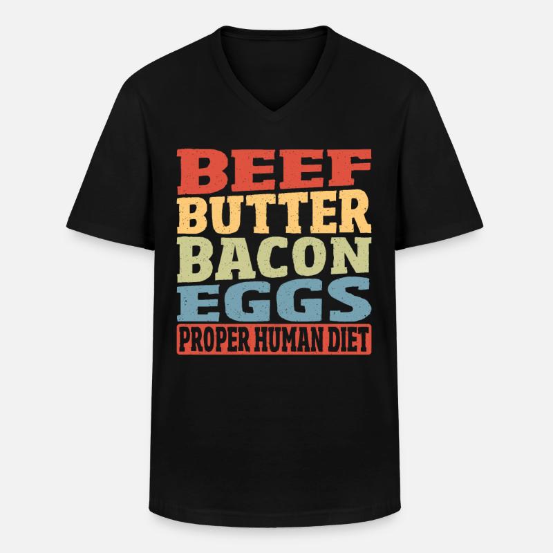 Rindfleisch Butter Speck Eier Richtige - Männer-T-Shirt mit V-Ausschnitt - Schwarz