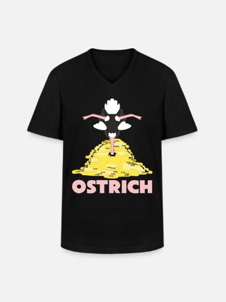 Rich Ostrich with Money - Männer-T-Shirt mit V-Ausschnitt - Schwarz