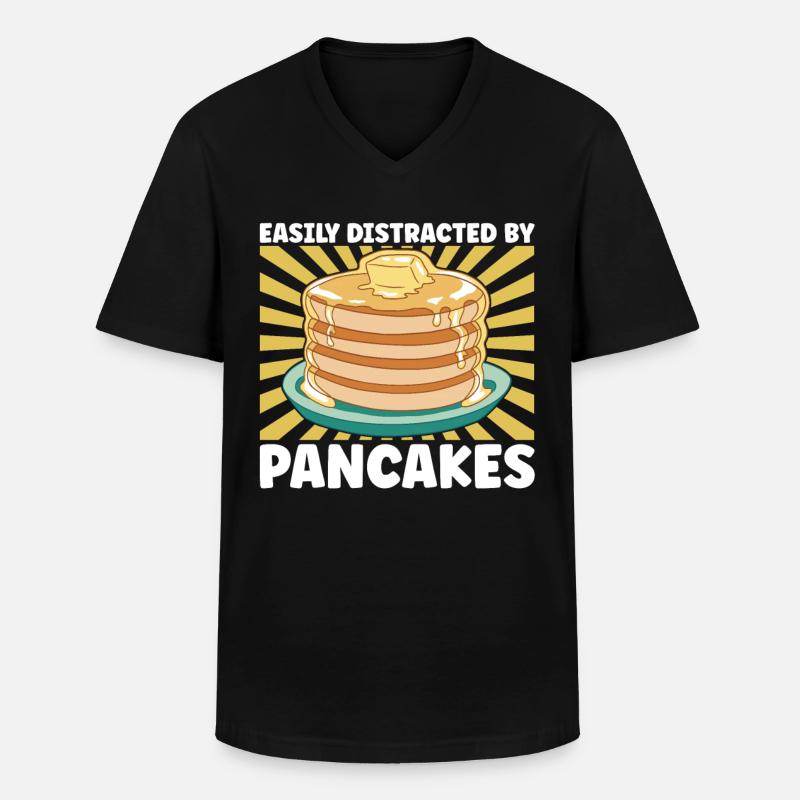 Distracted By Pancakes - Männer-T-Shirt mit V-Ausschnitt - Schwarz