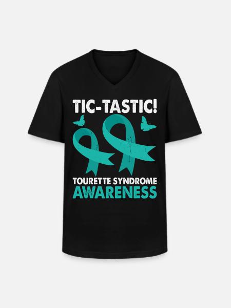Tic-tastic Tourette's syndrome awareness month, - Men's V-Neck T-Shirt - black